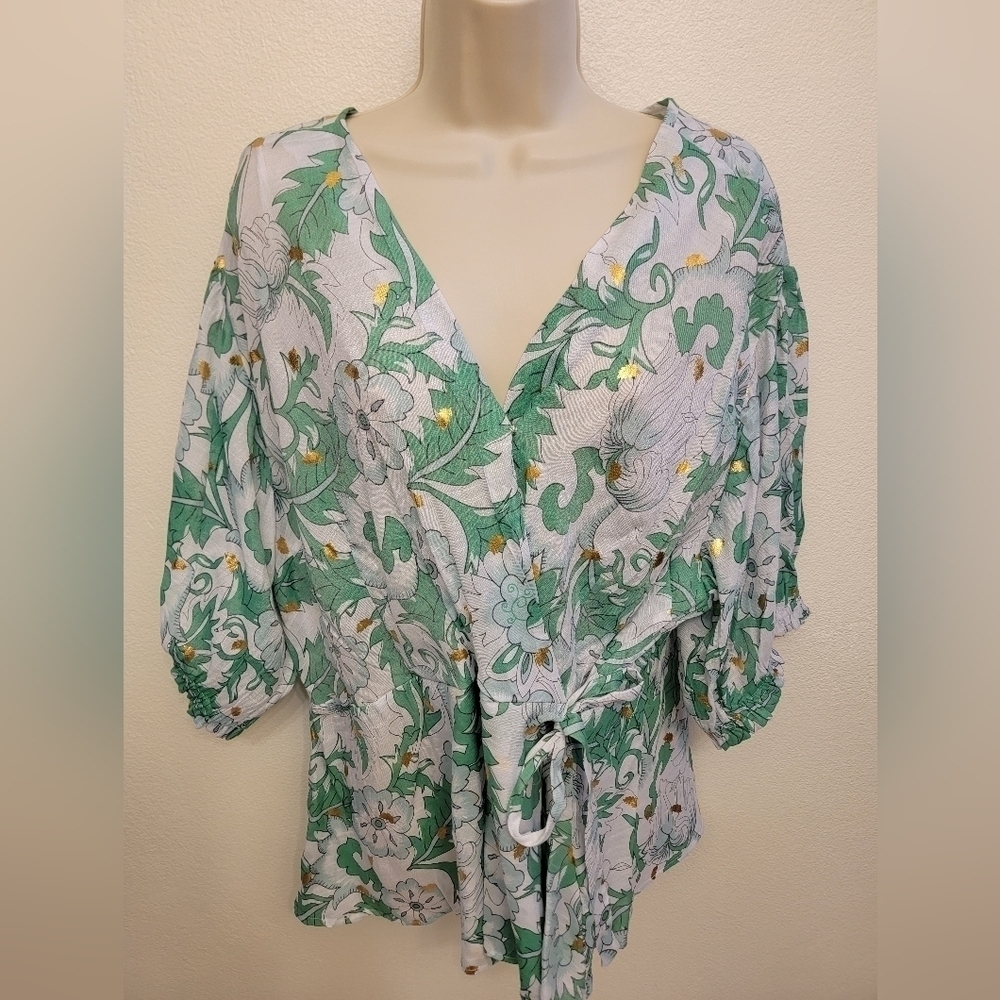 NWT Herve Benard Faux Wrap Blouse